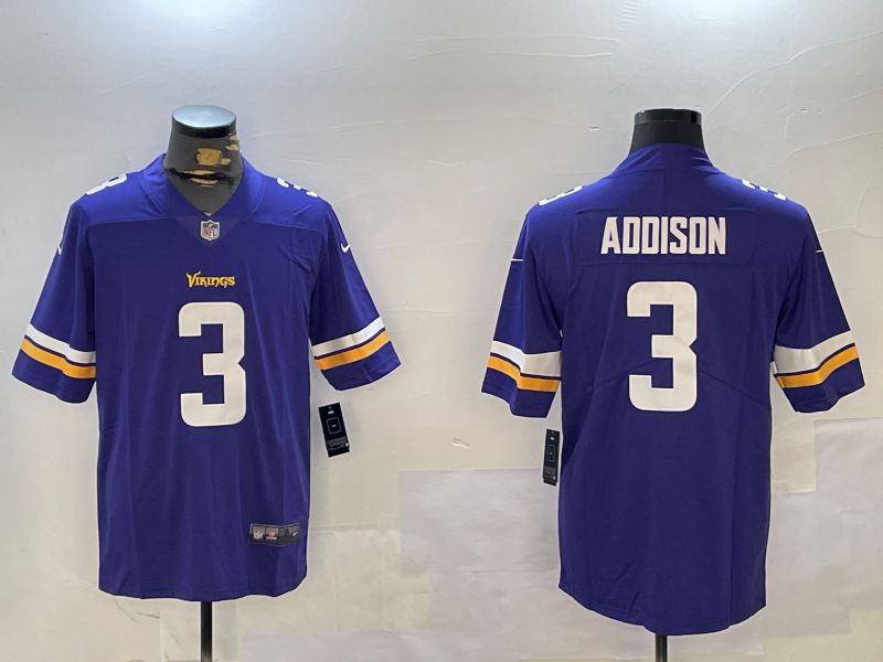 Men Minnesota Vikings #3 Addison Purple Second generation 2024 Nike Limited NFL Jersey style 1->minnesota vikings->NFL Jersey